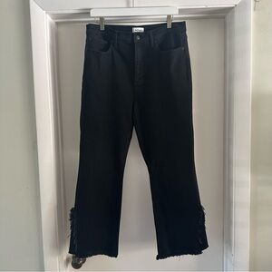 Pistola‎ Lennon High Rise Fringe Hem Crop Bootcut Jeans Black Size 31